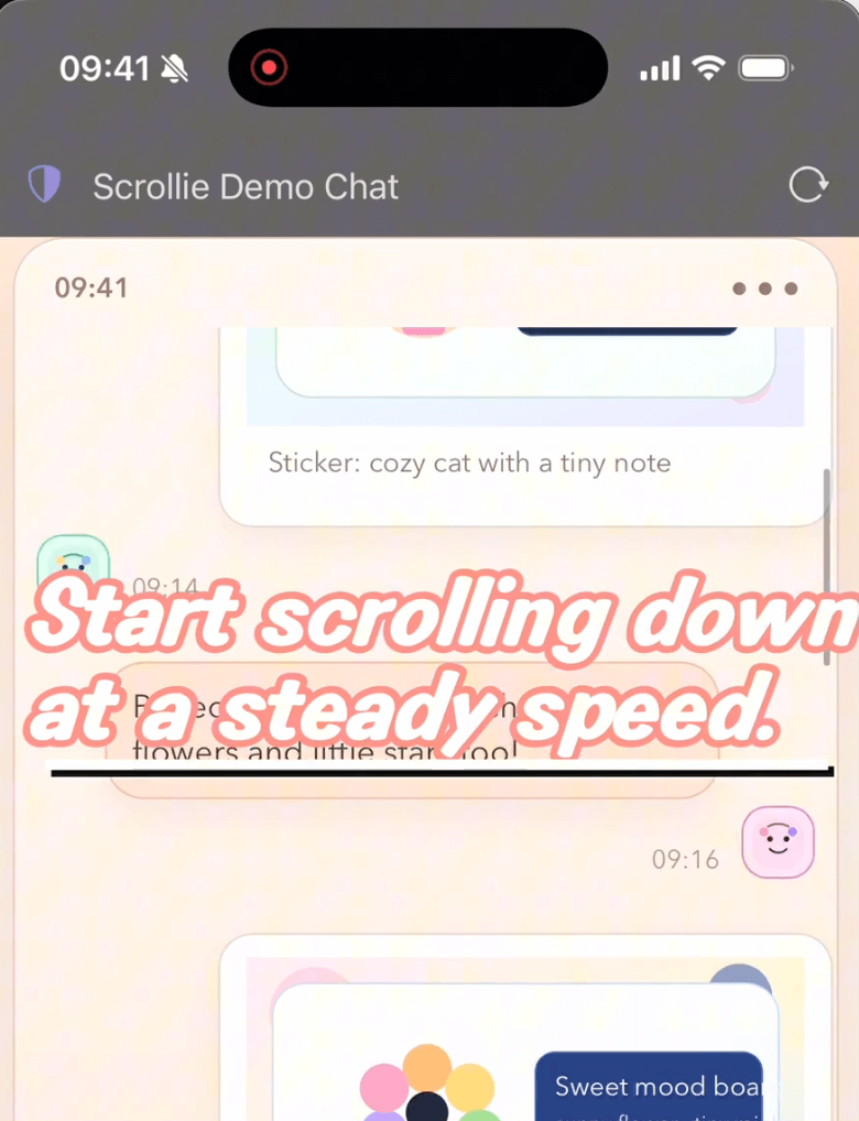 Gleichmäßig nach unten scrollen